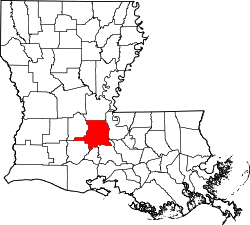 Map of Louisiana highlighting Saint Landry Parish