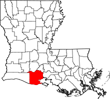 Map of Louisiana highlighting Vermilion Parish
