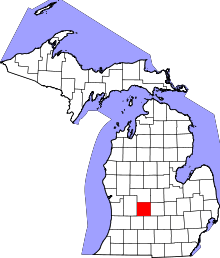 Map of Michigan highlighting Ionia County