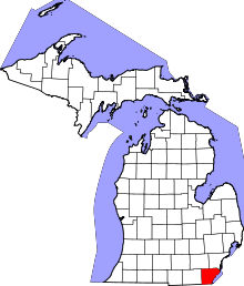State map highlighting Monroe County