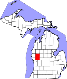 Map of Michigan highlighting Newaygo County