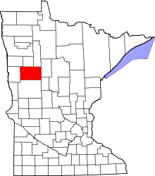 Map of Minnesota highlighting Becker County