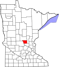 Map of Minnesota highlighting Benton County
