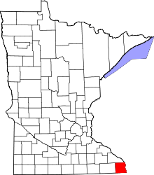 Map of Minnesota highlighting Houston County