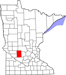Map of Minnesota highlighting Kandiyohi County