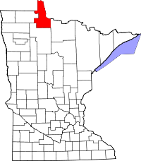 State map highlighting Lake of the Woods County