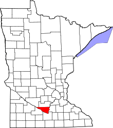State map highlighting Nicollet County