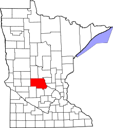 Map of Minnesota highlighting Stearns County