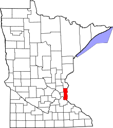 Map of Minnesota highlighting Washington County