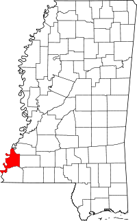 Map of Mississippi highlighting Adams County