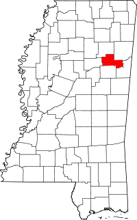 Map of Mississippi highlighting Clay County
