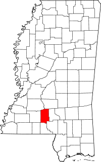 Map of Mississippi highlighting Lawrence County