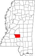Map of Mississippi highlighting Simpson County
