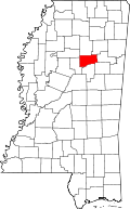 Map of Mississippi highlighting Webster County