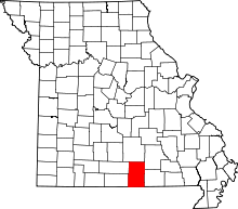 Map of Missouri highlighting Howell County