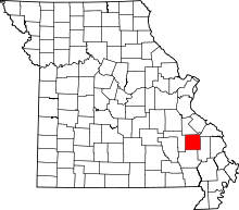 Map of Missouri highlighting Madison County