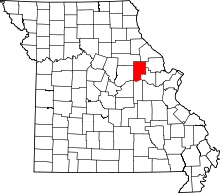 Map of Missouri highlighting Montgomery County