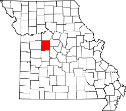 Map of Missouri highlighting Pettis County