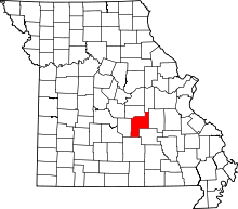 Map of Missouri highlighting Phelps County