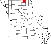 Map of Missouri highlighting Schuyler County