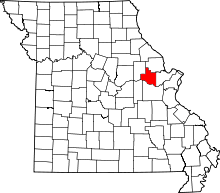 Map of Missouri highlighting Warren County