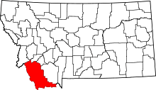 Map of Montana highlighting Beaverhead County