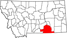 State map highlighting Big Horn County