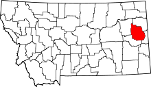 State map highlighting Dawson County
