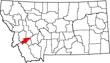 Map of Montana highlighting Deer Lodge County