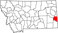 State map highlighting Fallon County