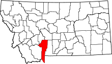 State map highlighting Gallatin County