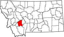 Map of Montana highlighting Jefferson County