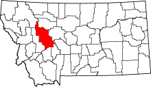 Map of Montana highlighting Lewis and Clark County