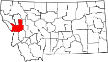 State map highlighting Missoula County