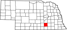 Map of Nebraska highlighting Clay County