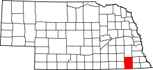 State map highlighting Gage County
