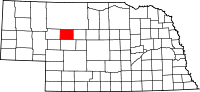 Map of Nebraska highlighting Hooker County