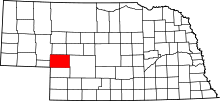 Map of Nebraska highlighting Keith County