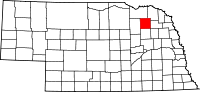Map of Nebraska highlighting Pierce County