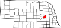Map of Nebraska highlighting Polk County