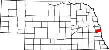 Map of Nebraska highlighting Sarpy County
