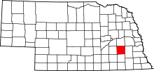 Map of Nebraska highlighting Seward County
