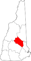 Map of New Hampshire highlighting Belknap County