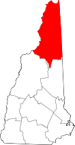 State map highlighting Coos County