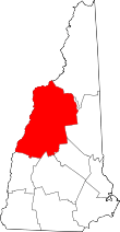 Map of New Hampshire highlighting Grafton County