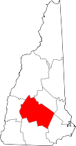 Map of New Hampshire highlighting Merrimack County
