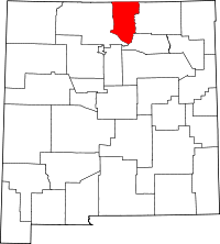 State map highlighting Taos County