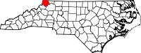 Map of North Carolina highlighting Ashe County