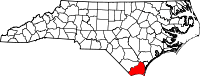 Map of North Carolina highlighting Brunswick County