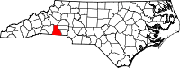 Map of North Carolina highlighting Cleveland County